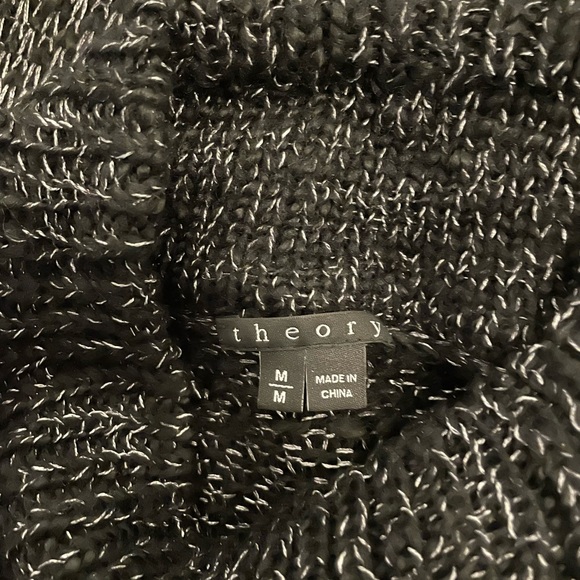 EUC Theory sweater, sz M, black/silver, high/low hem line - Picture 5 of 5